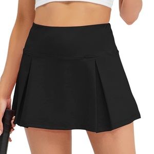 Black Pleated Tennis Skort Skirt